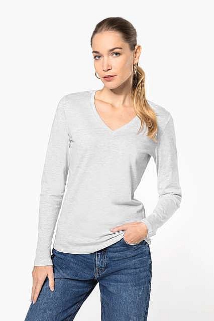 Kariban Ladies Long Sleeve V-Neck T (KA382) - Photo