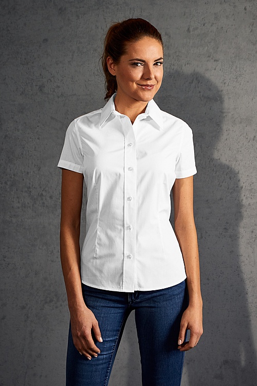 Koszula damska z krótkim rękawem Promodoro Women’s Poplin Shirt (P-6305) - Zdjęcie