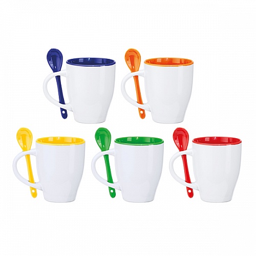 Kubek ceramiczny z łyżeczką Stamina Akebia 350 ml (MD4008) - Zdjęcie