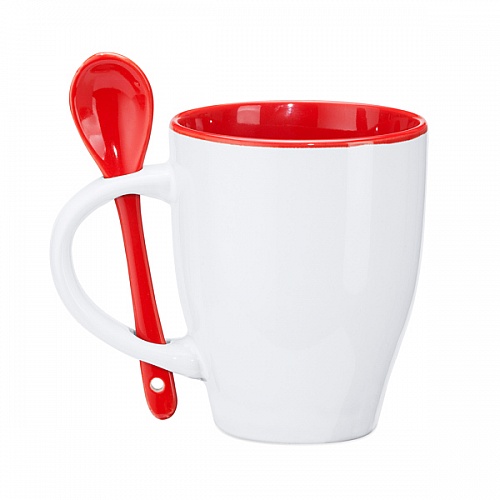 Kubek ceramiczny z łyżeczką Stamina Akebia 350 ml (MD4008) - Zdjęcie