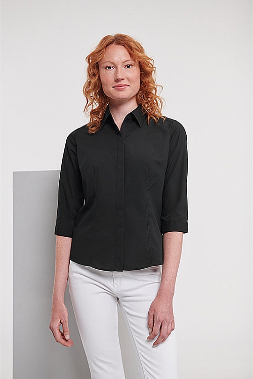 Russell Ladies 3/4 Easy Care Poplin Shirt (R-926F) - Photo