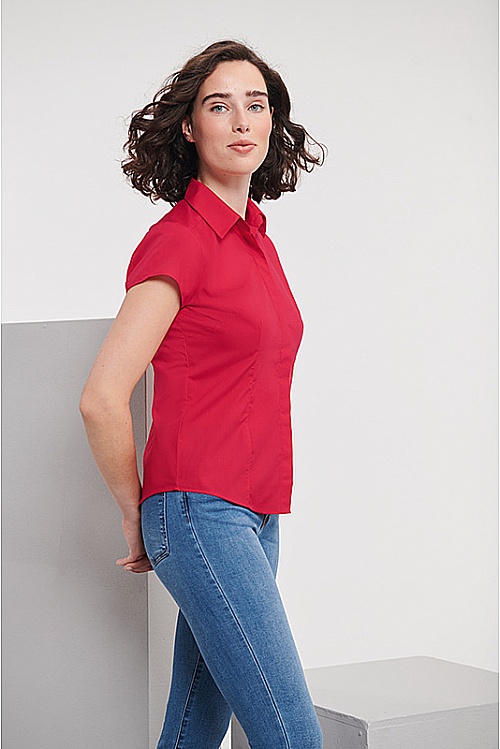 Russell Ladies Cap Easy Care Poplin Shirt (R-925F) - Zdjęcie