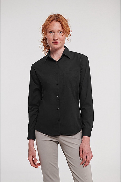 Russell Ladies Long Sleeve Poplin Shirt (R-934F) - Zdjęcie