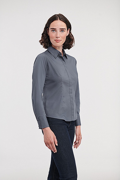 Russell Ladies LS Easy Care Poplin Shirt (R-924F) - Zdjęcie