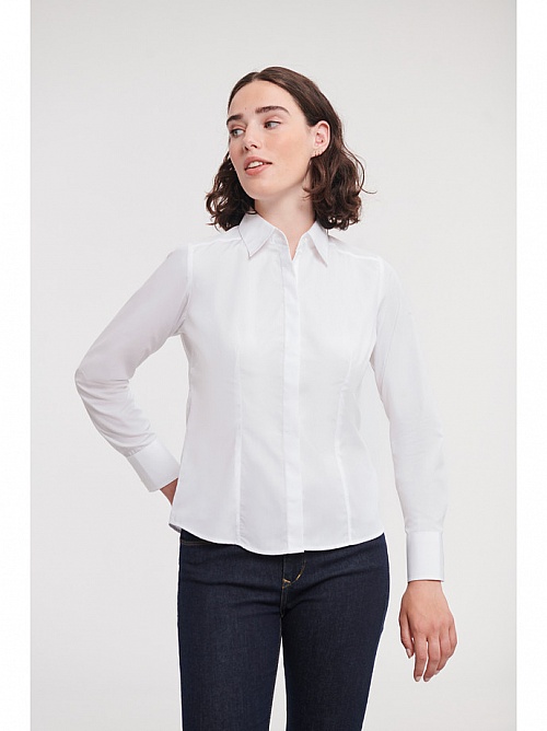 Russell Ladies LS Easy Care Poplin Shirt (R-924F) - Zdjęcie