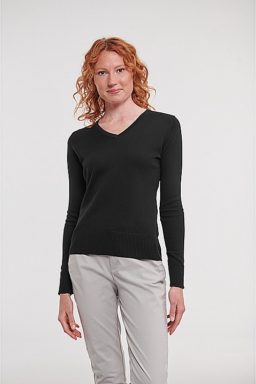 Russell Ladies V Neck Knitted Pullover (R-710F) - Zdjęcie