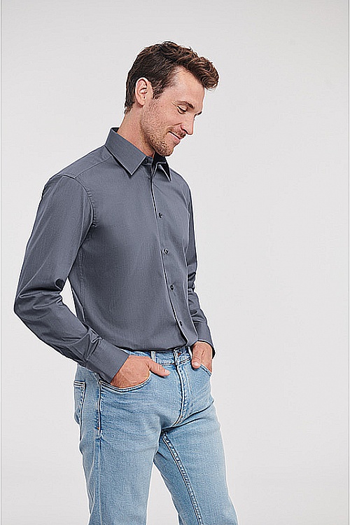 Russell Men's LS Easy Care Poplin Shirt (R-924M) - Zdjęcie