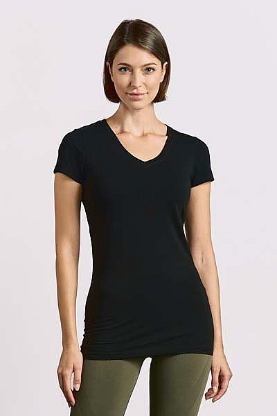 T-shirt damski z dekoltem V Promodoro Women’s Slim Fit V-Neck-T Long (P-3087) - Zdjęcie