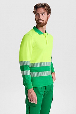High-visibility long-sleeve polo shirt Roly Atrio LS 170 g (HV9319) - Zdjęcie