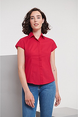 Russell Ladies Cap Easy Care Poplin Shirt (R-925F) - Zdjęcie