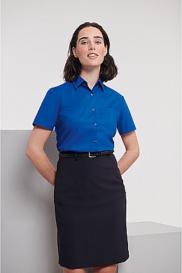 Russell Ladies Short Sleeve Poplin Shirt (R-935F) - Zdjęcie