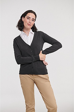 Russell Ladies V Neck Knitted Cardigan (R-715F) - Zdjęcie